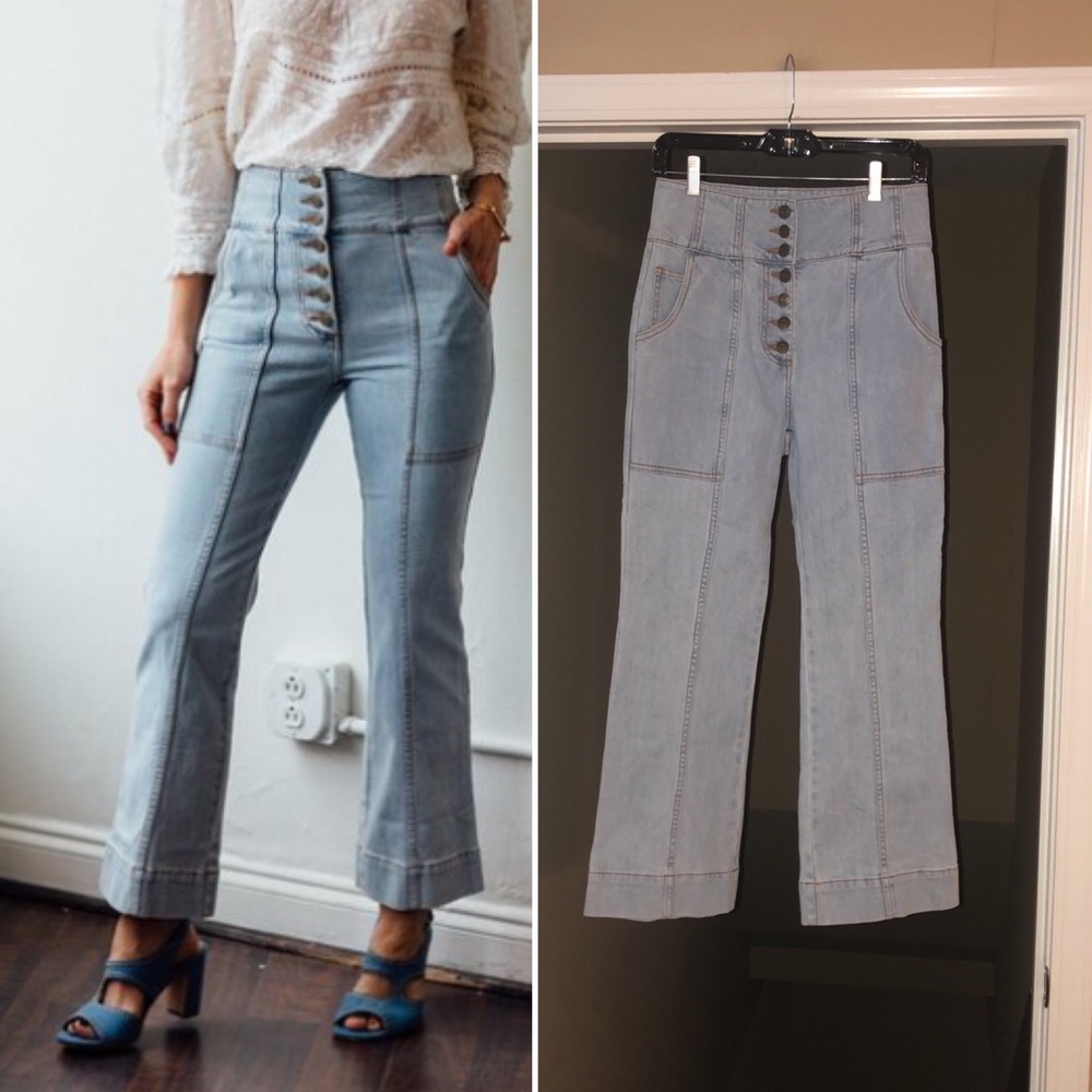 Ulla Johnson High-Rise Wide Leg Light Wash Ellis Jeans, Size 6. - Picture 2 of 15